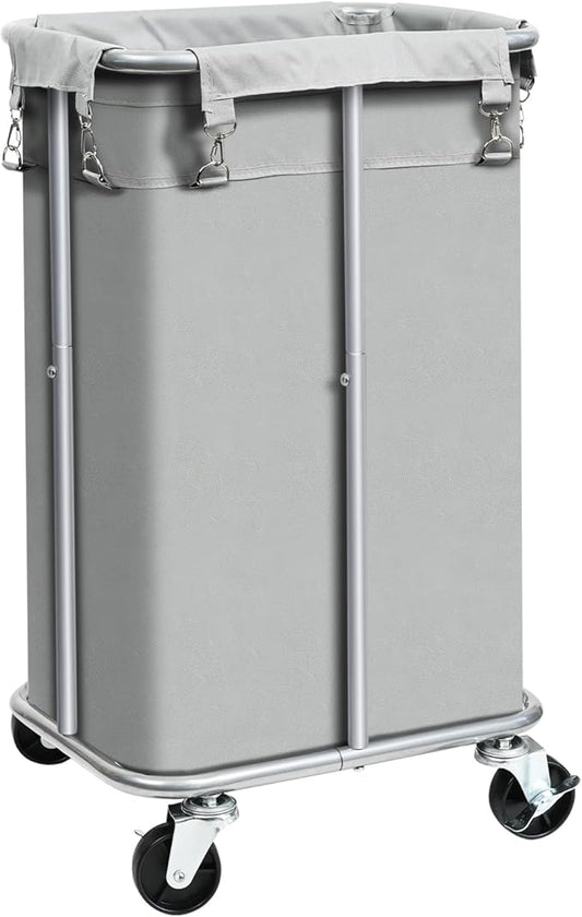 Laundry Basket with Wheels, Rolling Laundry Hamper with Removable Bag, 100L Laundry Sorter Cart, Tall Narrow Slim Clothes Hamper Organizer with Sturdy Metal Frame, Grey