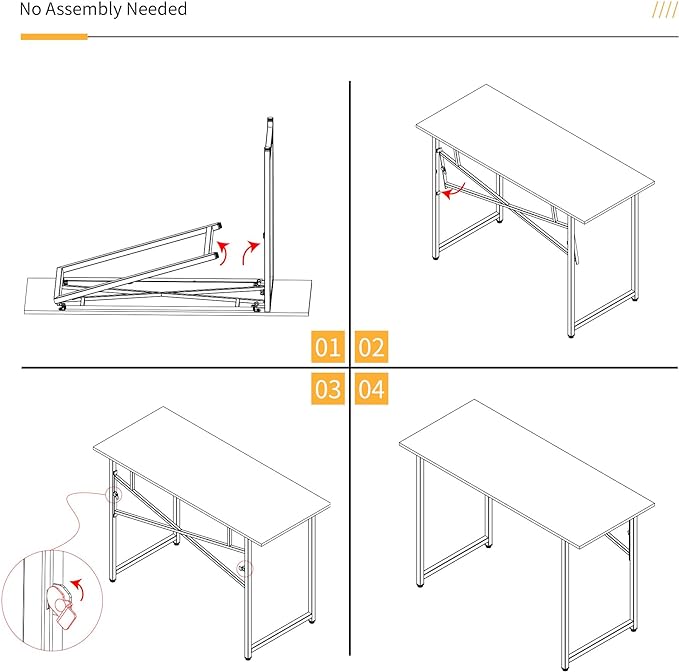 47 inch Folding Desk, Writing Gaming Computer Camping Table, No Assembly Required Home Office Desk, Natural and White-NeatNest