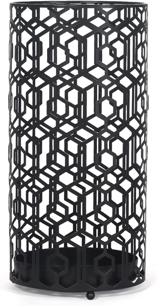 Adeco Metal Umbrella Stand for Entryway Black Round Umbrella Holder Porta Ombrello Indoor Outdoor