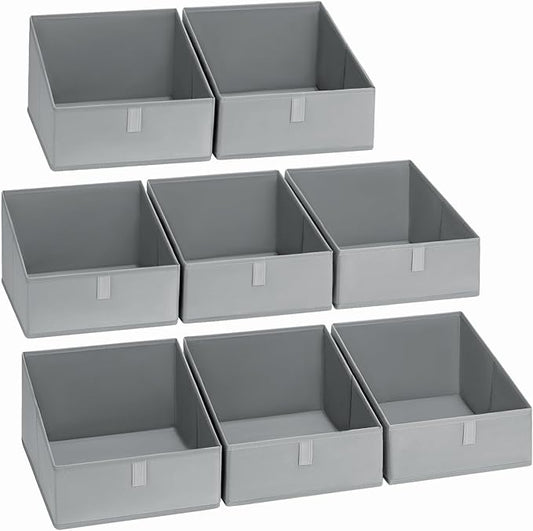 DIMJ Closet Storage Bins 8 Pack - Fabric Trapezoid Closet Organizer Bin, Foldable Storage Baskets for Shelves, Closet Shelf Organizer, Clothing Storage Box for Toys, Books, Towel, Clothes-NeatNest