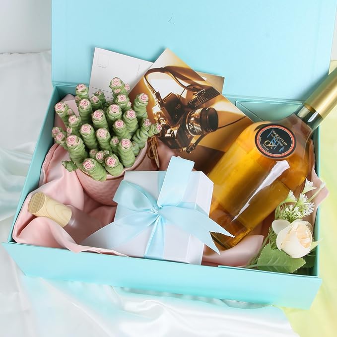 Aimyoo Blue Magnetic Gift Boxes with Lids 10.5x7x3 in, Medium Bridesmaid Groomsman Proposal Box, Rectangle Collapsible Box for Present Graduation Birthday Storage 5 Pack-NeatNest