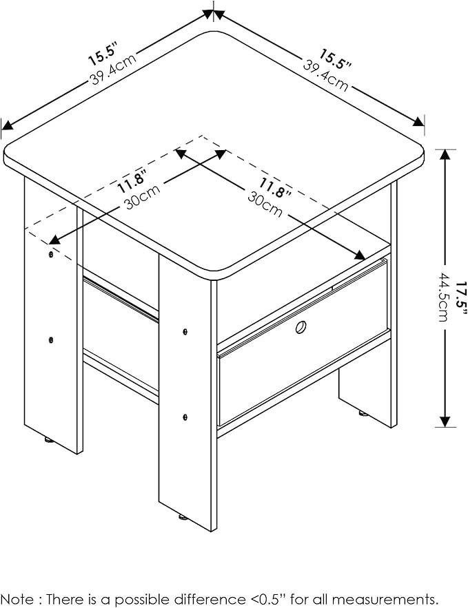 Furinno Andrey End Table / Side Table / Night Stand / Bedside Table with Bin Drawer, Espresso/Brown