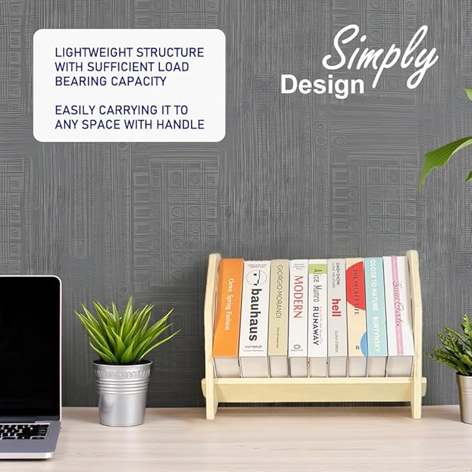 2 Pack Desktop Bookshelf, Stackable Book Organizer with Handle, Storage Rack for CD/Magazine/File Folder, Portable Small Bookshelf for Study, Living Room, Kid's Room, No Nails, Medium Size-NeatNest