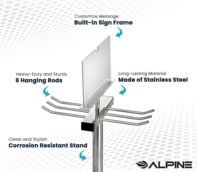 Alpine Wet Umbrella Bag Stand - Umbrella Bags Disposable with Stand, Wet Umbrella Bag Holder, Commercial Umbrella Holder with Free 100 Large Plastic Umbrella Bags Disposable (Stainless Steel)