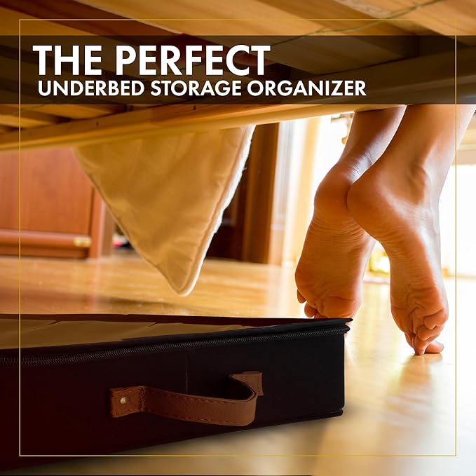HOMELUX THEORY 2pc Low Profile Under Bed Storage Containers, Thin Under Couch Storage Organizer with Bins & Lids, Underbed Storage Box Ideal for Seasonal Clothes, Blankets, Fabric & Shoes (Black)-NeatNest