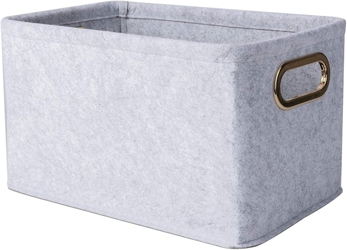 Collapsible Storage Bins Foldable Felt Fabric Storage Basket Organizer Boxes Containers with Handles Metal Handles for Nursery Toys,Kids Room,Clothes,Towels,Magazine-NeatNest