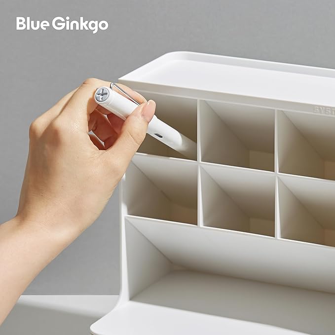 BLUE GINKGO Hive Desk Organizer – Vertical 6-Compartment, Full-drawer Storage – Space-Saving Pen Holder, Stationery Storage – Organizer for Office, School Supplies, Makeup (Made in Korea, White)-NeatNest