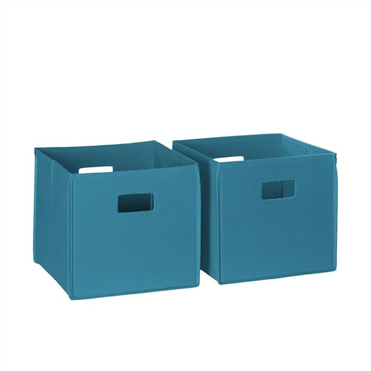 RiverRidge Folding Storage Bins with Handles Turquoise Cube Storage Organizer for Closet, Bedroom & Playroom - Closet Organizers and Storage Set of 2-NeatNest