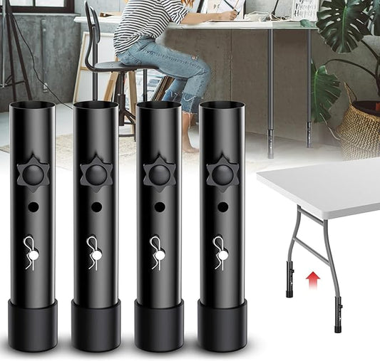 2 Heights Folding Table Leg Extenders,Heavy Duty Folding Table Leg Extensions, Table Leg Risers for Straight/Bent Legs,Table Height Extenders/Lifter-4pcs-NeatNest