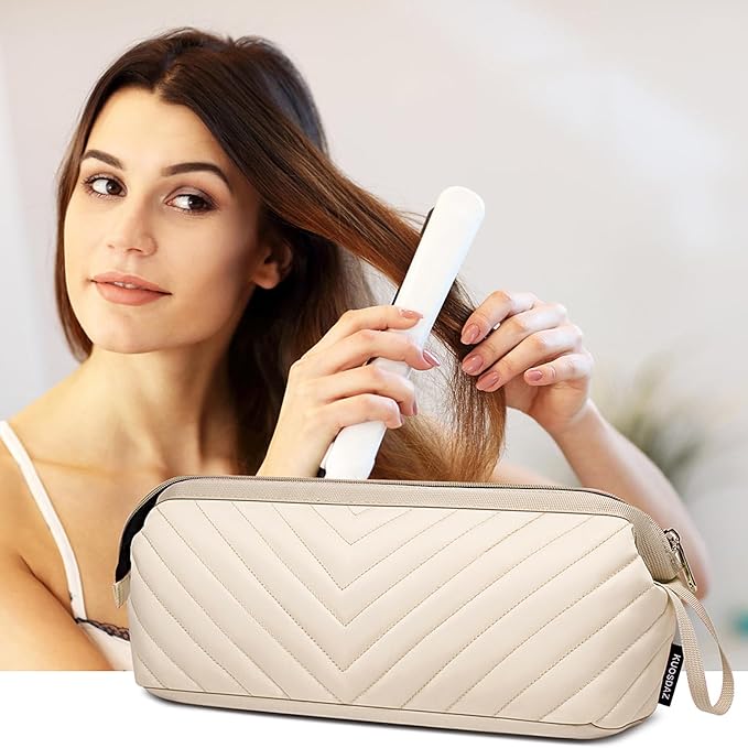 Hair Tools Travel Bag for Shark Flexstyle Dyson, Quilted Case Organizer Bag, Gift for Women Hair Accessories Storage Bag, Travel Hairdryer Portable Bag for Women, Beige-NeatNest