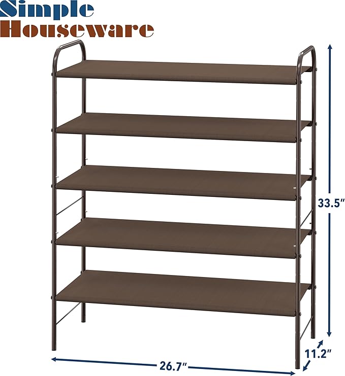 Simple Houseware 5-Tier Shoe Rack Storage Organizer, Bronze-NeatNest