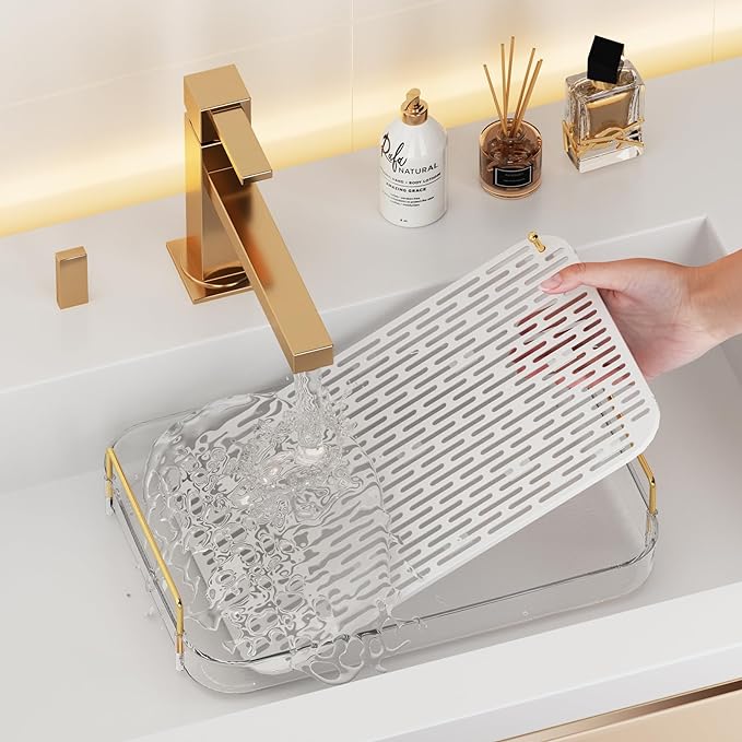 Seoneiro Whiskey Tray with Glass Cup Rack, Mug Holder, Coffee Cup Organizer, Drain Board, Wine Glass Decorative Organizer, Food Tray, Kitchen Spice Rack