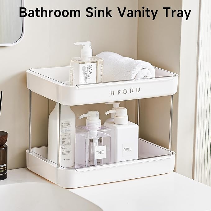 Countertop Coffee Station Organizer| 2-Tier Whisky Glass Holder, Mug Drying Rack with Removable Drain Tray - Easy to Install, Clean - Matcha Station Shelf for Kitchen, Bathroom Counter Organzier-NeatNest