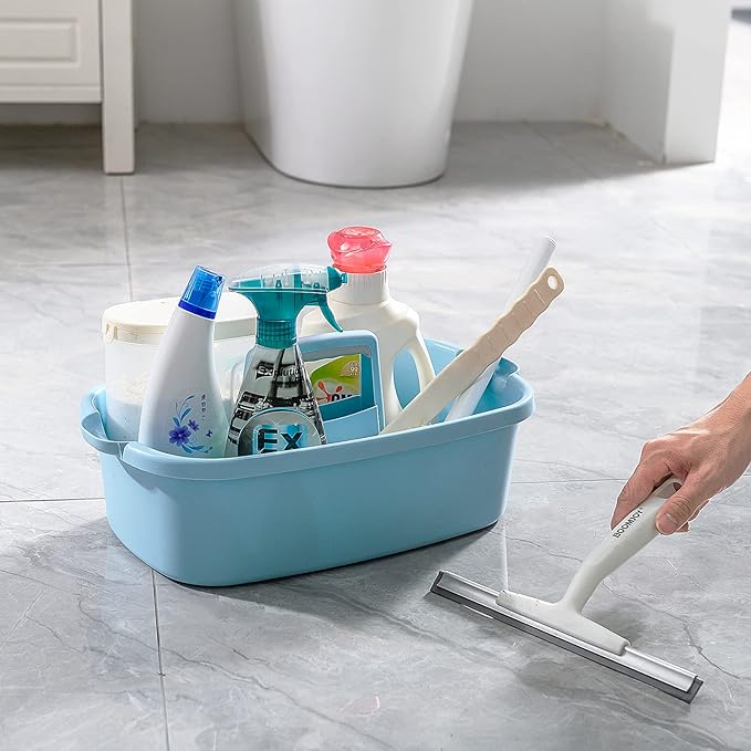 2 Pack Multi-Purpose Plastic Cleaning Caddy with Handle, Shower Caddy Organizer/Storage Basket/Totes Portable for Bathroom Supplies, Cleaning Products, Under Sink Tool, Housekeepers (Blue2)-NeatNest
