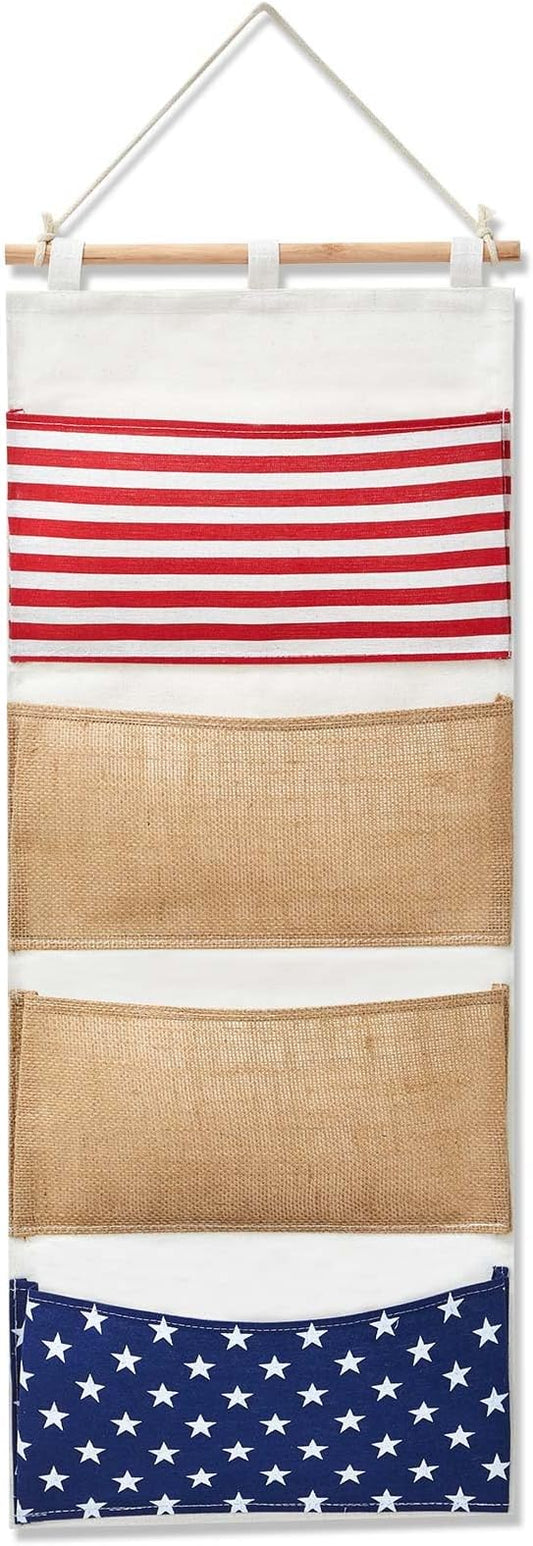 Juexica Fish Extender 32.3 x 13.2 Inch Hanging Pockets 4 Pocket Innovation Storage Bag Hanging Organizer Linen Cotton Wall Storage Bag for Cruise Cabin Door Closet Gifts(1 Pcs)-NeatNest