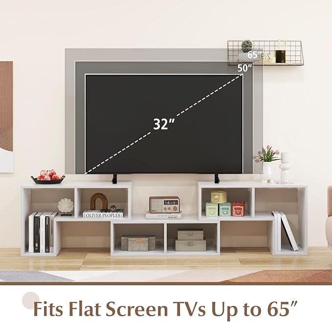Giantex Free-Combination TV Stand for Bedroom - Entertainment Center for 50 55 60 65 Inch TV, 3-Piece Media Console Table with Storage Cubes, Deformable Open Storage Bookcase Shelf (White)-NeatNest