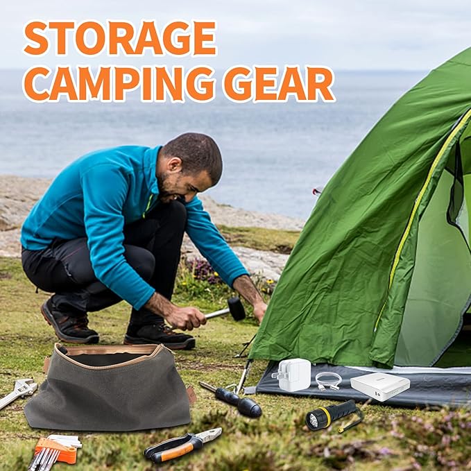 Canvas Zipper Pouch, 3 Pack Small Tool Pouch Organizer, Heavy Duty 16OZ Waxed Canvas Mini Zipper Bag Pouch, 5.7/6.7/12.3 Inch Tool Multipurpose Water Resistant Storage Pouches-NeatNest