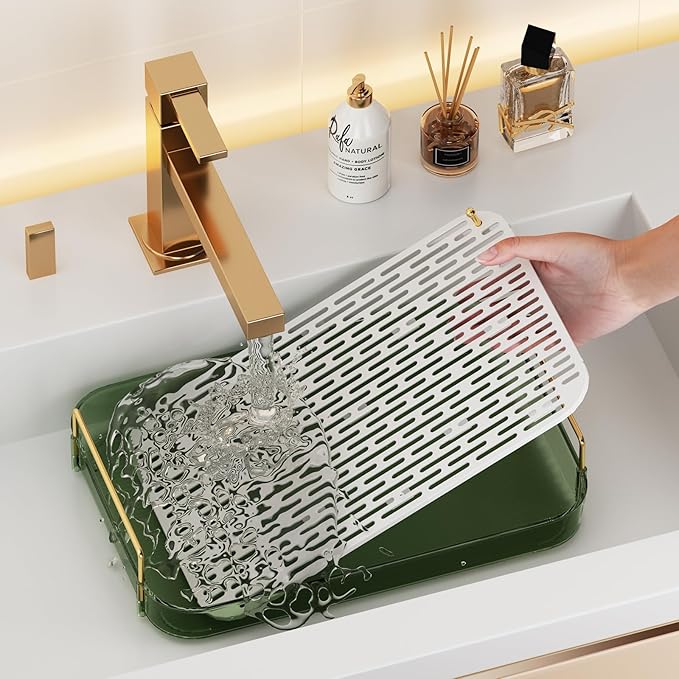 Seoneiro Whiskey Tray with Mug Holder and Drain Board - Glass and Coffee Cup Organizer, Wine Glass Decorative Organizer, Food Tray, Spice Rack