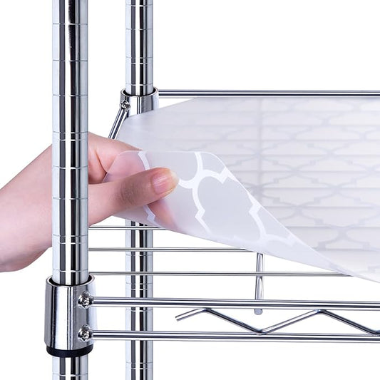 BRIAN & DANY Wire Shelf Liner 14" X 30", Heavy Duty Shelf Liners for Wire Shelving, Waterproof Protector Mats, Set of 5, Quatrefoil Grey-NeatNest