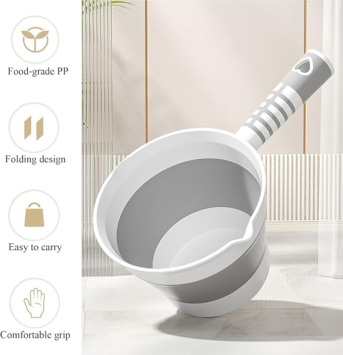 Folding Water Ladle Collapsible Water Dipper Water Scoop Foldable Bath Ladle Portable Ladle for Kitchen Bathroom Camping Travel-NeatNest