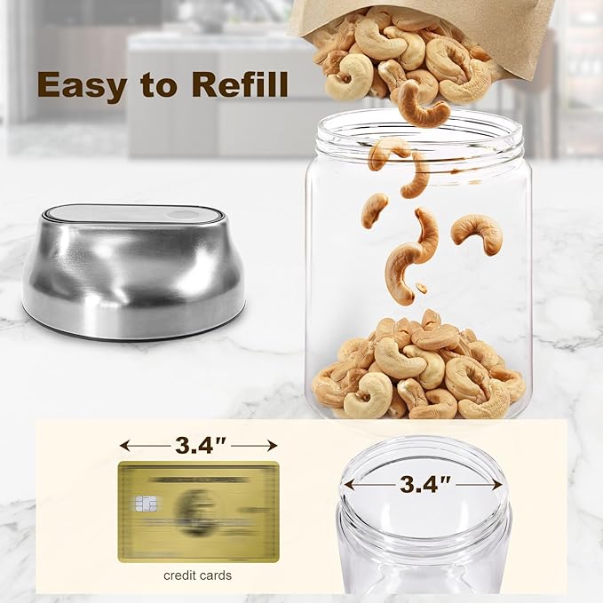 Airtight Glass Storage Jars with Lids - 24oz Clear Food Containers for Coffee Beans, Pasta, Nuts, Cereal & More