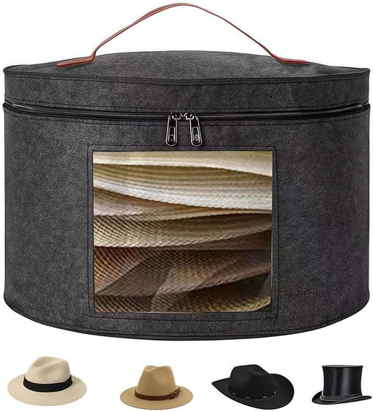Hat Storage Box,Hat Boxes for women and men Storage,Stackable Round Brim Hats Organizer Bag Container for Closet, Cowboy Hat Organizer, FoldableTravel Cap Boxes-NeatNest