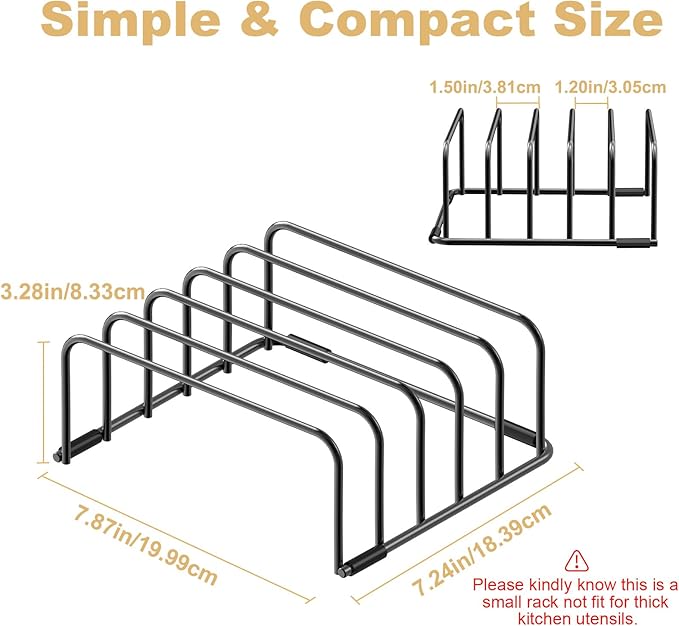 Cutting Board Organizer, [1-Pack] Cutting Board Holder Rack Baking Cookie Pan Sheets Cooling Small Racks Storage Stand for Kitchen Cabinet Countertop Bakeware Storage Organizer Metal Black-NeatNest