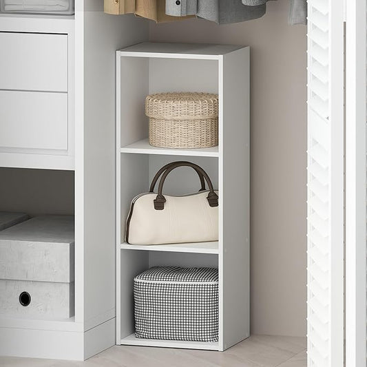 Furinno Reed 3-Tier Open Shelf Clothing & Closet Storage Organization, White-NeatNest