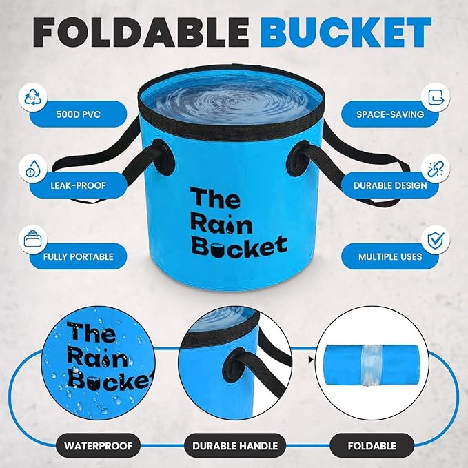Collapsible Foldable Buckets with Handles – 3-Piece Set (10L & 15L) Bucket + 10L Water Bag with Faucet – Waterproof PVC Wash Basins for Camping, Fishing, Hiking, Car Wash – Portable & Leakproof-NeatNest