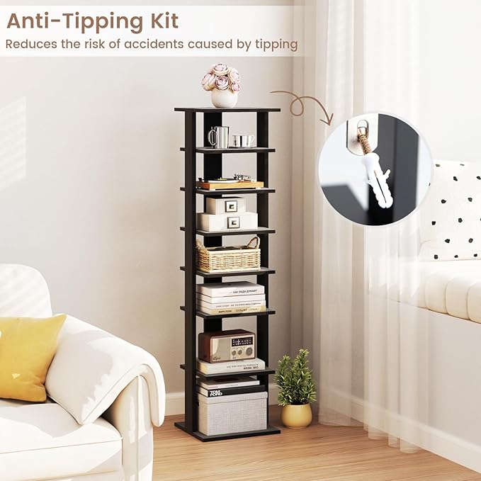 Tangkula 8-Tier Vertical Shoe Rack, Space-Saving Corner Shoe Organizer for 7 Pairs, Narrow Shoe Storage for Entryway, Front Door, or Closet-NeatNest