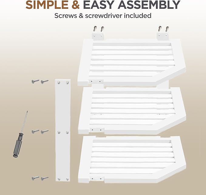 Cabinet Organizer Shelf - Bamboo Corner Rack for Kitchen Counter, Cabinet Space Saver for Plates, Dishes, Bowls, Bread Pantry, Bathroom Storage or Countertop Stand, White-NeatNest