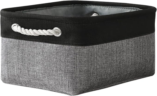 TheWarmHome Storage Basket for Organizing - 1 Pack 14x10x6.7 inch Collapsible Storage Bins for Shelves, Dog Toy Bin for Closet Organizer laundry Gift Cloth Nursery (Grey & Black)-NeatNest