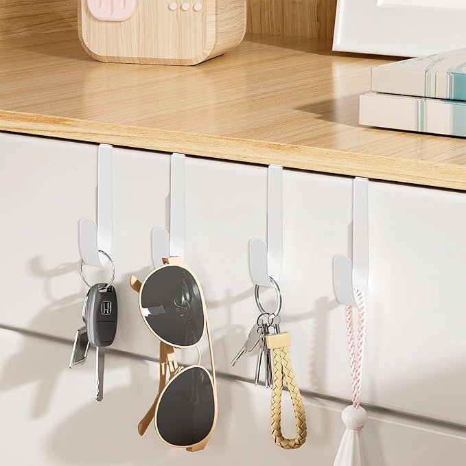 Adjustable Cubicle Hooks, Over The Door Hooks, Premium Metal Cubicle Door Hangers, Fit 1 3/8" to 3 1/2" Panels Heavy Duty Holder for Clothes, Towels, Hats, White, 5 Pcs