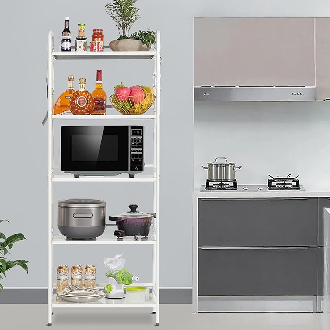 HDANI Storage Shelves,5-Tier Metal Storage Rack with Shelf,Shelf Organizer,Garage Standing Shelving Unit for Laundry,Bathroom,Kitchen,Pantry, Closet,23.6''W X 13.8''D X 63''H,White