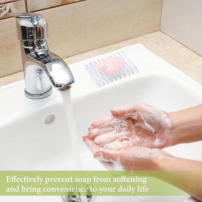 2 Pieces Plastic Bar Soap Holder Soap Tray Soap Saver Bar Dish Self Draining Soap Dishes for Soap Sponge Dryer Bathroom Toilet Shower Kitchen Restaurant Counter (Clear)-NeatNest