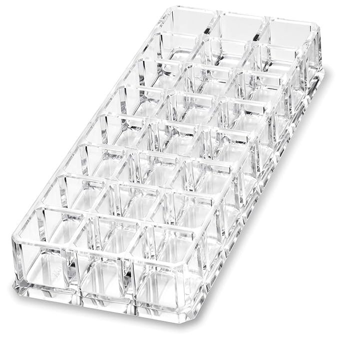 byAlegory Acrylic Lipstick & Acrylic Compact Makeup Organizer Set For Bronzer Highlighter Powder & Blush 32 Space Refillable Cosmetic Storage - Clear-NeatNest