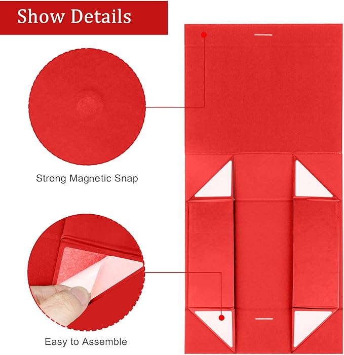 Gift Box with Lid for Presents 10.5x7.5x3.1 Inches with Ribbon and Magnetic Closure(1-Pack) (Red)-NeatNest