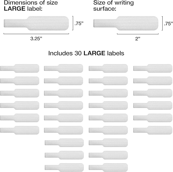 Cable Labels by Wrap-It Storage, Large, White (30-Pack) Write On Cord Labels, Wire Labels, Cable Tags and Wire Tags for Cable Management and Organizer for Electronics, Computers and More-NeatNest