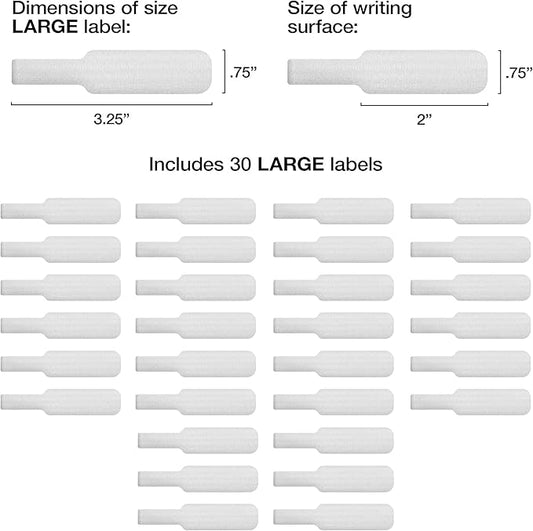 Cable Labels by Wrap-It Storage, Large, White (30-Pack) Write On Cord Labels, Wire Labels, Cable Tags and Wire Tags for Cable Management and Organizer for Electronics, Computers and More-NeatNest