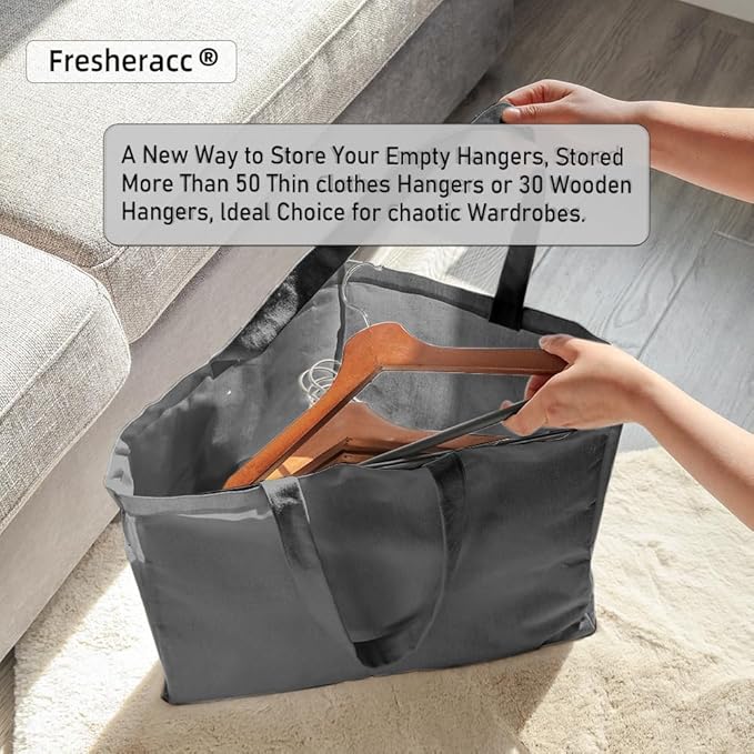 Clothes Hanger Organizer Holder for Space Saving, Fresheracc Hanger Triangle Storage Bag with Handles for Closet Tidier Laundry Rooms Wardrobe Drying Rack, Waterproof Container (Triangle Grey)-NeatNest