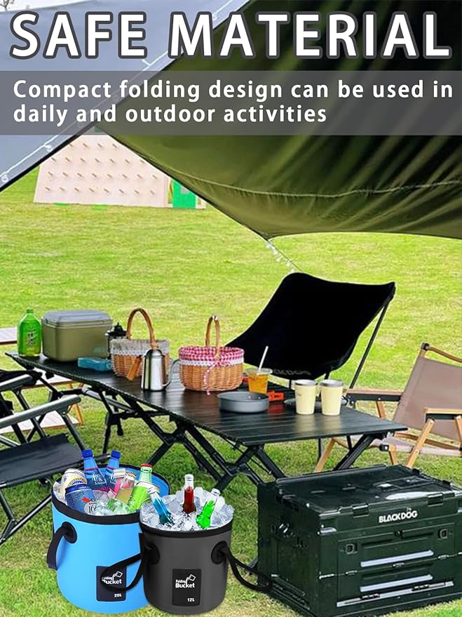 Wlikn Collapsible Bucket with Handle, Lightweight 5 Gallon 20L Folding Water Container, Portable Wash Basin for Camping, Fishing, Gardening, Car Washing, and Outdoor Use-NeatNest