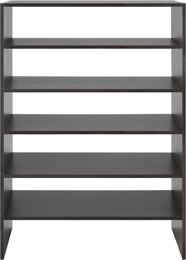 Whitmor Wood Stackable 2-Shelf Shoe Rack, 24 INCH, Espresso-NeatNest