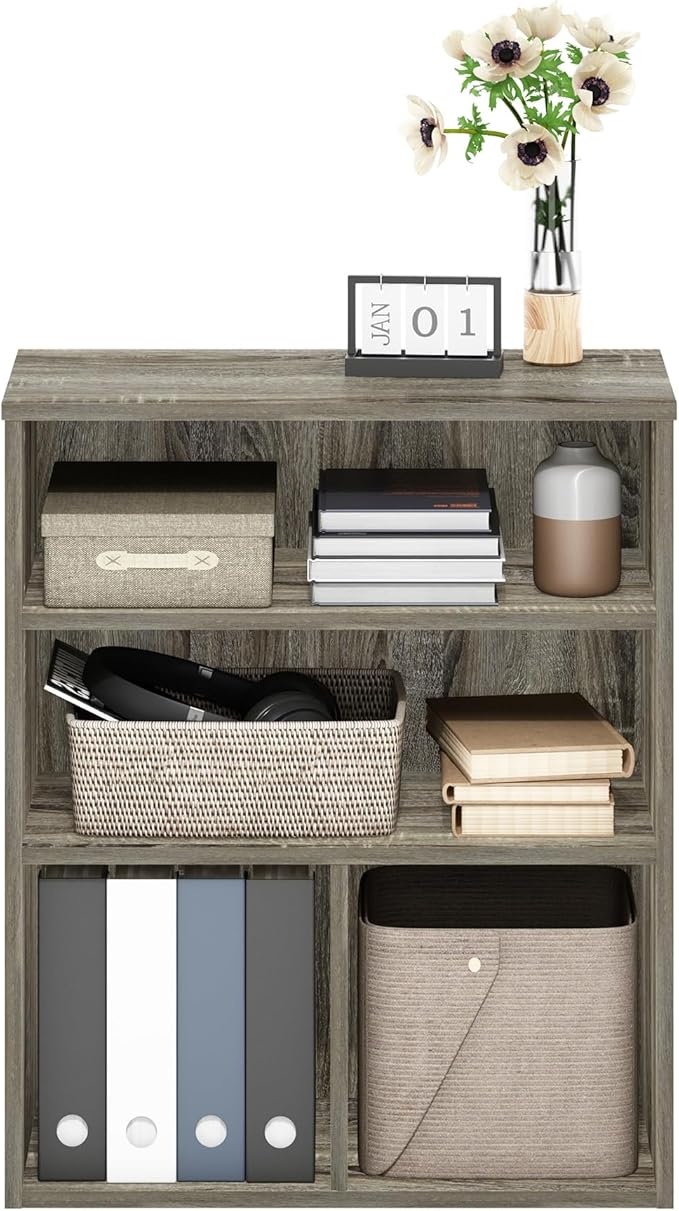 Furinno Pasir 3 Tier Display Bookcase, Bookshelf, French Oak