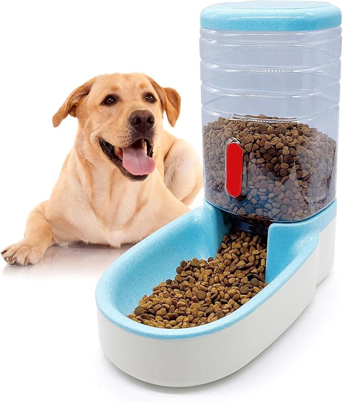 kathson Automatic Cat Feeder 1 Gallon Gravity Dog Food Dispenser Large Capacity Self Feeding Pet Food Bowl for Puppy Kitten Rabbit Blue-NeatNest