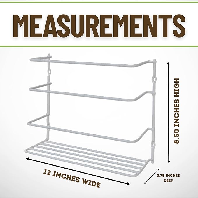 Evelots Kitchen Wrap Organizer - Hold up to 4 Plastic, Foil, Paper, Wax - Cabinet Door, Wall Rack Basket - Sandwich, Freezer, Food Bag Storage - Laundry Supplies - Plastic Coated Metal