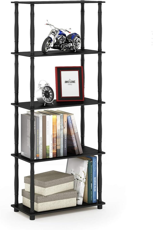 Furinno Turn-N-Tube 5-Tier Multipurpose Shelf / Display Rack / Storage Shelf / Bookshelf, Classic Tubes, Americano/Black-NeatNest