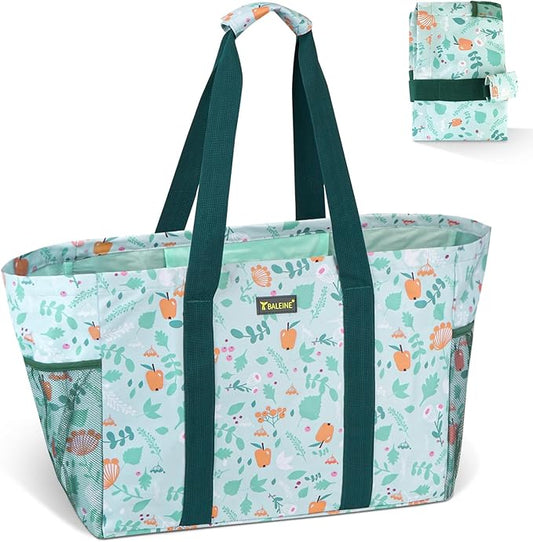 BALEINE Soft 9 Gallon Extra Large Utility Tote, Foldable Reusable Storage Bag (Spring Stroll)-NeatNest