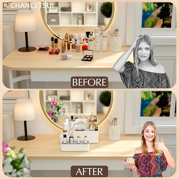 CHANCETSUI Drawer Organizer White Sorting Trays: Stackable Bins Minimalist Design Storage for Home Use-NeatNest