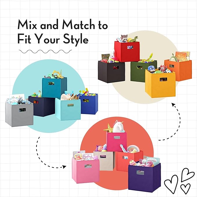 RiverRidge Folding Storage Bins with Handles Red Cube Storage Organizer for Closet, Bedroom & Playroom - Closet Organizers and Storage Set of 2-NeatNest
