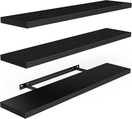 AMADA HOMEFURNISHING Floating Shelves for Wall, Wall Shelves for Living Room, Bedroom, Bathroom, Kitchen & Home Office Organization, Bathroom Shelves with Hidden Brackets, 22 lbs Max Load, AMFS44B-NeatNest